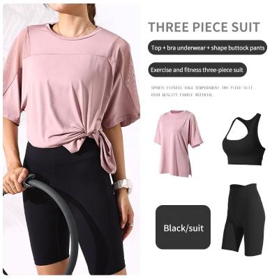 China QUICK DRY Workout Sets Women Seamless 3 Piece Sports Bra Crop Tank High Waist Shorts Gym Yoga Equipments for sale