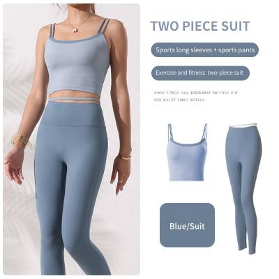 China 2022 Custom QUICK DRY Clothing Seamless Pieces 2 Set Sweat Suit Gym Fitness Wear High Waisted Workout Leggings Yoga Set for sale