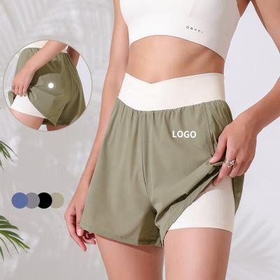 China Breathable Women's High Waisted 2 In 1 Gym Yoga Workout Shorts Sporty Shorts for sale