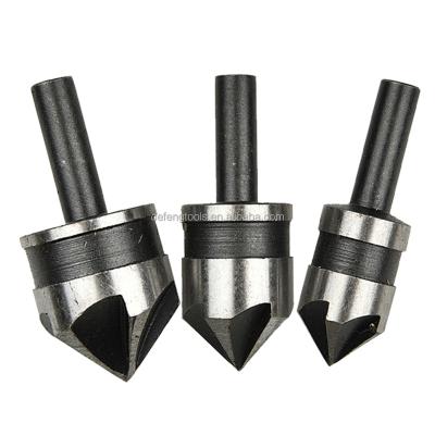 China High Carbon Steel Five Leg 90 Degree Round Deburring Chamferer 12-19mm Spot Slap Hole Woodworking Chamfering Opener Three Piece Set for sale