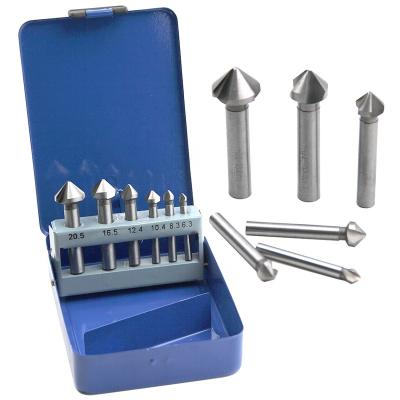 China HSS Wood Drilling and Chamfer Full Natural 90 Degree Three Edge Color Chamferer Woodworking Milling Cutter Spot Slap Hole Opener Grinding Tool Kit for sale