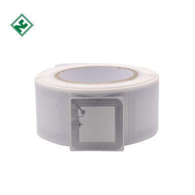 China 50*50mm ISO15693 Protocol 13.56MHz High Frequency Readable Library RFID Tag Coated NFC Tag Paper Sticker for sale