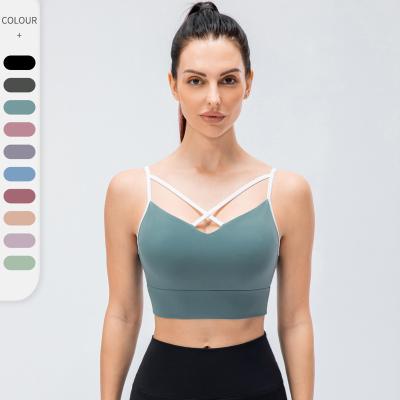 China Front Cross Strap Custom Yoga Workout Women Sports Bra Women Gym Sports Bra Breathable Hot Sexy Tops Ladies Sports Bra for sale