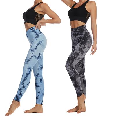 China Women's Breathable Hot Tie Dye High Waisted Workout Tights Booty Sale Seamless Butt Gaiters Crac! crack! for sale