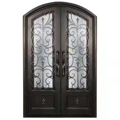 China Traditional High Quality Cast Steel Metal Front Wrought Iron Doors Exterior Double Door Entry Security for sale