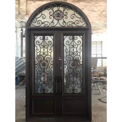 China Contemporary Better Than Wood Front Doors Double Entry Wrought Iron Door For Villa High Quality for sale