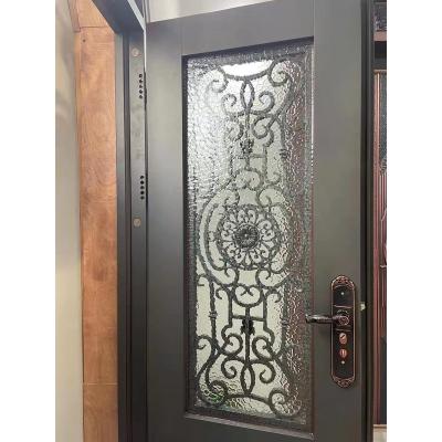 China Australian Style Anti-theft Wholesale Leaf Heat Insulation Metal Security Exterior Wrought Iron Door Double Leaf Doors for sale