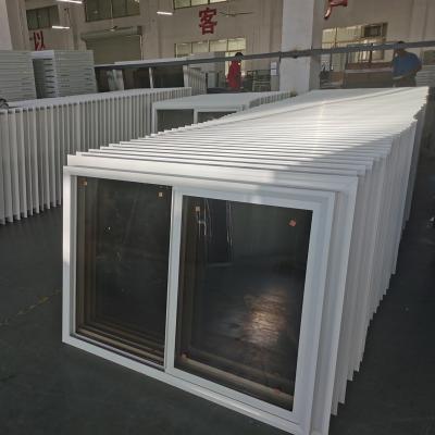 China Folding Blind Modern Horizontal Plastic Screen Bullet Proof Double Glazing Vinyl UPVC Plastic Window With Long Life for sale