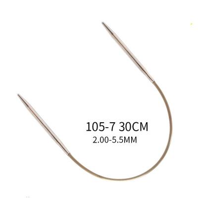 China Addi smooth 105-7 knitting needles 30cm circular with brass-tips and gold strings for sale