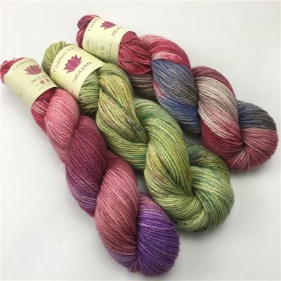 China Lotus Yarns Pure Cashmere Handpainted Viable Color DK Hand Knitting Natural Fiber Yarn for sale