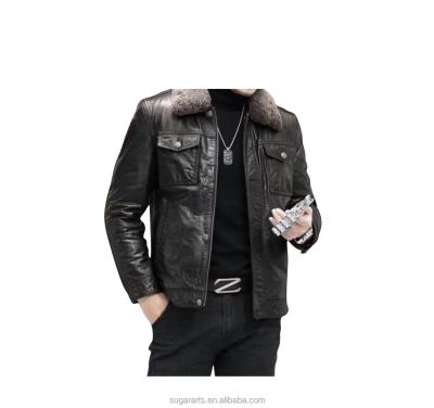 China QUICK DRY New Fur Lapel Jacket Lapel Leather Mens Jackets 100% Lapel Leather Material for sale