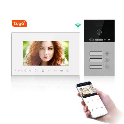 China tuya hot sale wifi doorbell door phone video home intercom for 1/2/3/4 apartments multi home 7