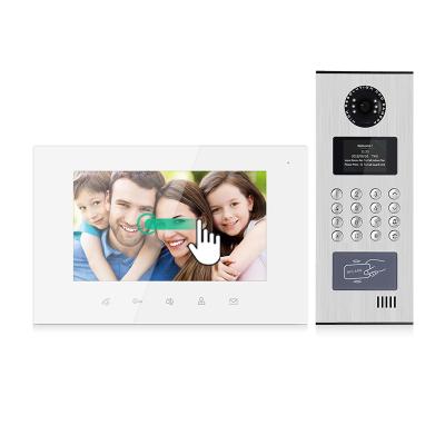 China Metal+acrylic 2wire BUS Video Intercom 7inch Touch Screen Video Door Phone With Camera Motion Detect for sale