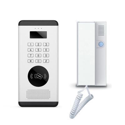 China 2 wire cheaper apartment audio domofonem with keypad and promixty rfid card house ring door bell with unlock function 65204+65506 for sale