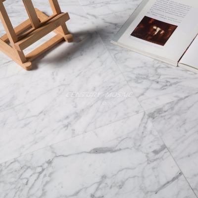 China Modern Italy Bianco Carrara Marble 12 Inch X 24 Inch White Tiles For Flooring for sale