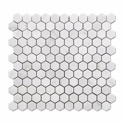 China Hot Sale Hexagon White Carrara Marble Parquet Mosaic For Wall And Floor for sale