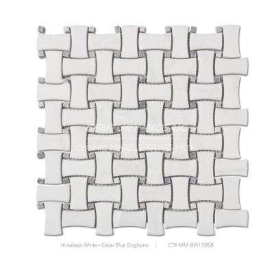 China New Product Blue White And Cesar Himalaya Mosaic Basketweave Dogbone Wall Tile for sale