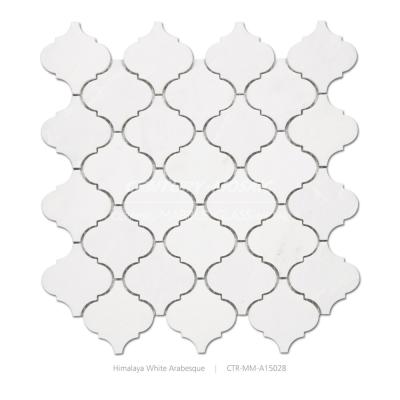 China Parquet 3 x 3 Himalayan Arabesque White Marble Mosaic Slabs For Bathroom Wall Decor for sale