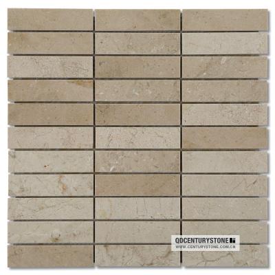 China Kitchen China Century Cream Crema Marfil Strip Mosaic Wall Tile Beige Marble Price for sale