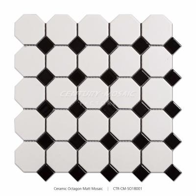 China Black And White Parquet Century Mosaic Square Octagon Ceramic Mosaic for sale