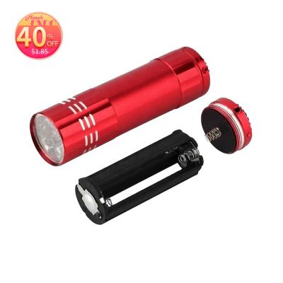 China With Small Size Red Aluminum Strap MAR EXPO 9 LED Dry Battery Pouch Flashlight Led Torch for sale