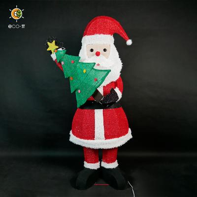 China Santa+Tree Solar USB Charging TREE Xmas Outdoor Waterproof Christmas Decoration 3D SANTA Led Lights for sale