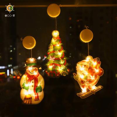 China Hot Selling Christmas Decoration Copper Wire Sucker Lamp Can Hang String Lights Snowman Santa Claus Style Waterproof for sale