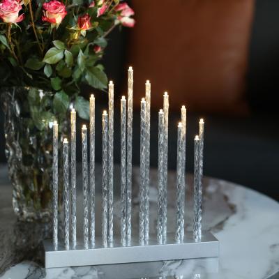 China Hot Christmas 17 CANDLE Hot Sales White Led Silver Led Candle Bridge Decoration Lights for sale