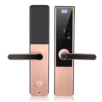 China Zinc/Brass 2019Best Aluminum Stainless Steel/Selling Smart Electronic Digital Fingerprint Smart Door Lock With Open Card Password Key Wifi Phone App for sale