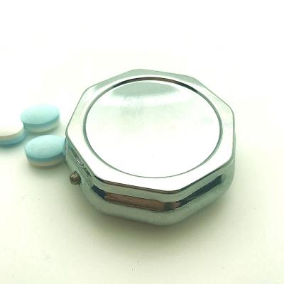 China Metal Shape Fancy Keepsake Opens Gift Travel Pill Box With Mirror 50*18mm for sale