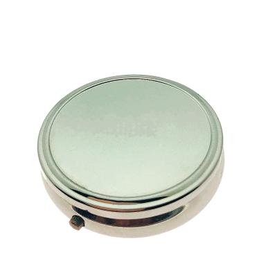 China Recyclable Round Shape Metal Pocket Travel Pill Box Organizer For Souvenir Craft Gift Promotion 50*15mm for sale