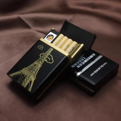 China Metal 2 In 1 Plastic Cigarette Holder With Electronic Coil USB LighterHold 8 Pcs Rechargeable Cigarette for sale