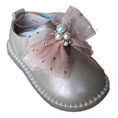 China Little Girls Ballet Flat Flats Pink Pearl Bowknot Princess Dress Shoes for sale