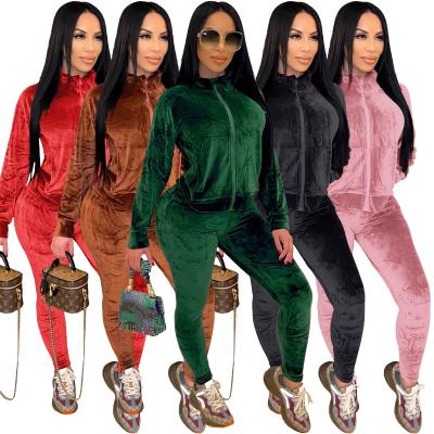 China QUICK DRY Jogger Suit Clothing Set Leisure Velor 2 Piece Set Women Winter Two Piece Pants Set Ecowalson for sale