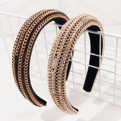 China Korean Headband Luxury High Level Rhinestone Hair Accessories Diamond Headband Sparkling Diamond Cloth Fashion Headband Full Headband for sale