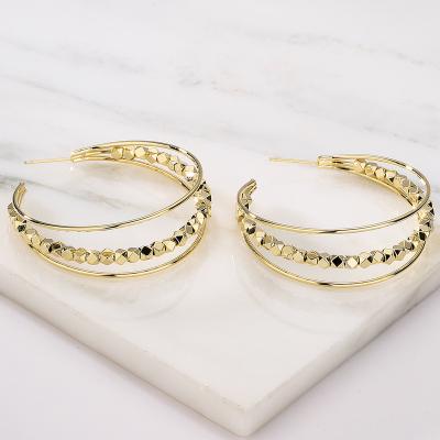 China New Arrival Multilayer Friendly Material Earrings Round Gold Plated Circle Earrings Women Personality Fashion Jewelry Ladies Slap Earring for sale