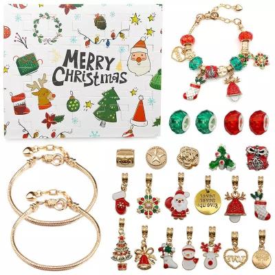 China Advent Surprise Blind Box Set DIY Crystal Beads Charm Children Friendly Material Christmas Gift GT 24 Countdown Calendar Bracelets for sale