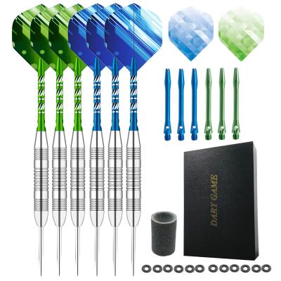 China Newest Iron/Aluminum/PET GOODARTS Six-Piece Suit Blue/Green Throwing Training Iron Darts Accessories Steel Tip Dart for sale