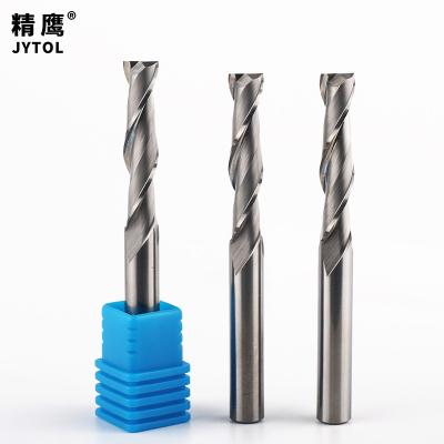 China 2 Flute Spiral End Mill Machining Carbide Through Endmill CNC Router Bit End Mill For Woodworking Milling Cutter for sale