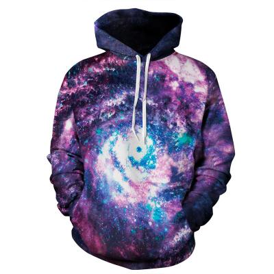 China Breathable Unisex Realistic Galaxy Pullover 3D Printing Hooded Sweatshirt Hoodies With Big Pockets for sale