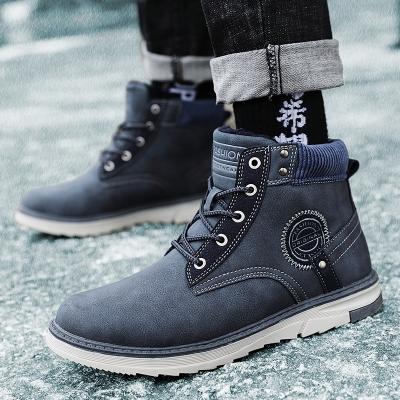 China CUSHIONING fashion trend increasing outdoor shoes men boots waterproof plus velvet thick warm winter high top shoes for hiking for sale