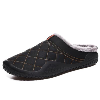 China CUSHIONING Wholesale Fashion Winter 36-48 Large Size Down Thermal Indoor Keep Warm Men Slippers Waterproof Non-slip Home Slippers for sale