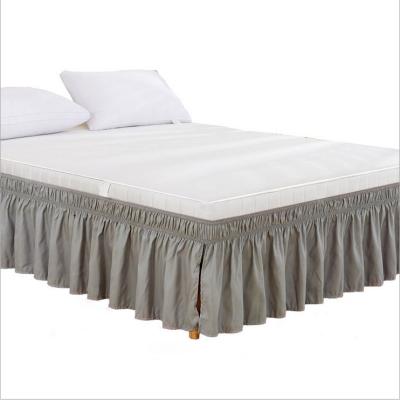 China Custom Gray Color 100 Microfiber Home Elastic Easy Fit Ruffled Bed Skirt Soft Simple USA Gsm for sale