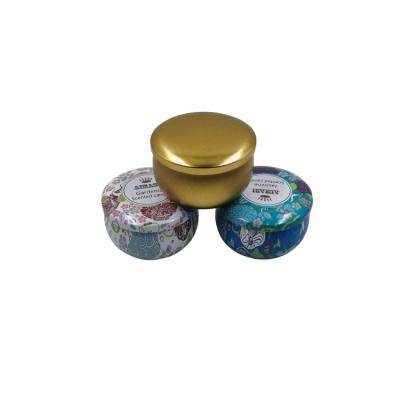 China Factory Wholesale 65g Tinplate Flower Tea Aromatherapy Drum Shaped Jar Belly Candle Packaging Small Candle Tin Metal Can Packaging for sale