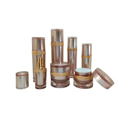 China Fashionable Two Cosmetic Journal Stored Wall Rose Gold Acrylic Round Cosmetic Bottles And Jars for sale