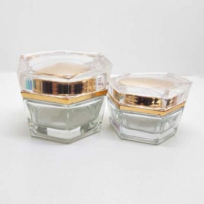 China Qunfang Factory Hexagon Shape Cosmetic Empty Cream Containers Skin Care Cream Jars for sale