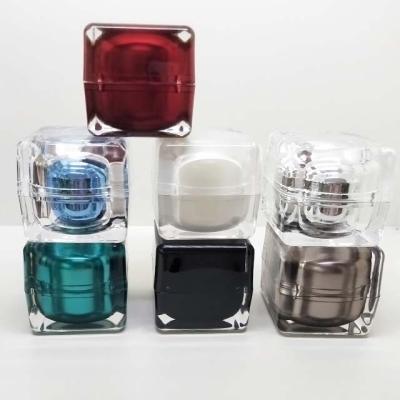 China Skin Care Cream Plastic Containers Wholesale Diamond Shape Square Acrylic Cosmetic Jar 50g for sale