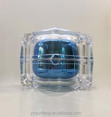 China Yuyao Factory Custom Empty Luxury Square 50g Acrylic Diamond Acrylic Jar Of Skin Care Cream for sale