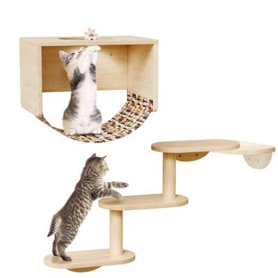 China Climbing Pet Furniture Multifunctional Cat Toy Cat Climb Track Modern Wall Mounted Shelves for sale