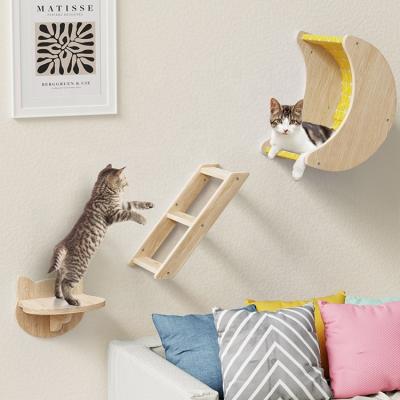 China Climbing Moon Shape Pet Furniture Multifunctional Cat Toy Cat Climb Track Modern Wall Mounted Shelves for sale